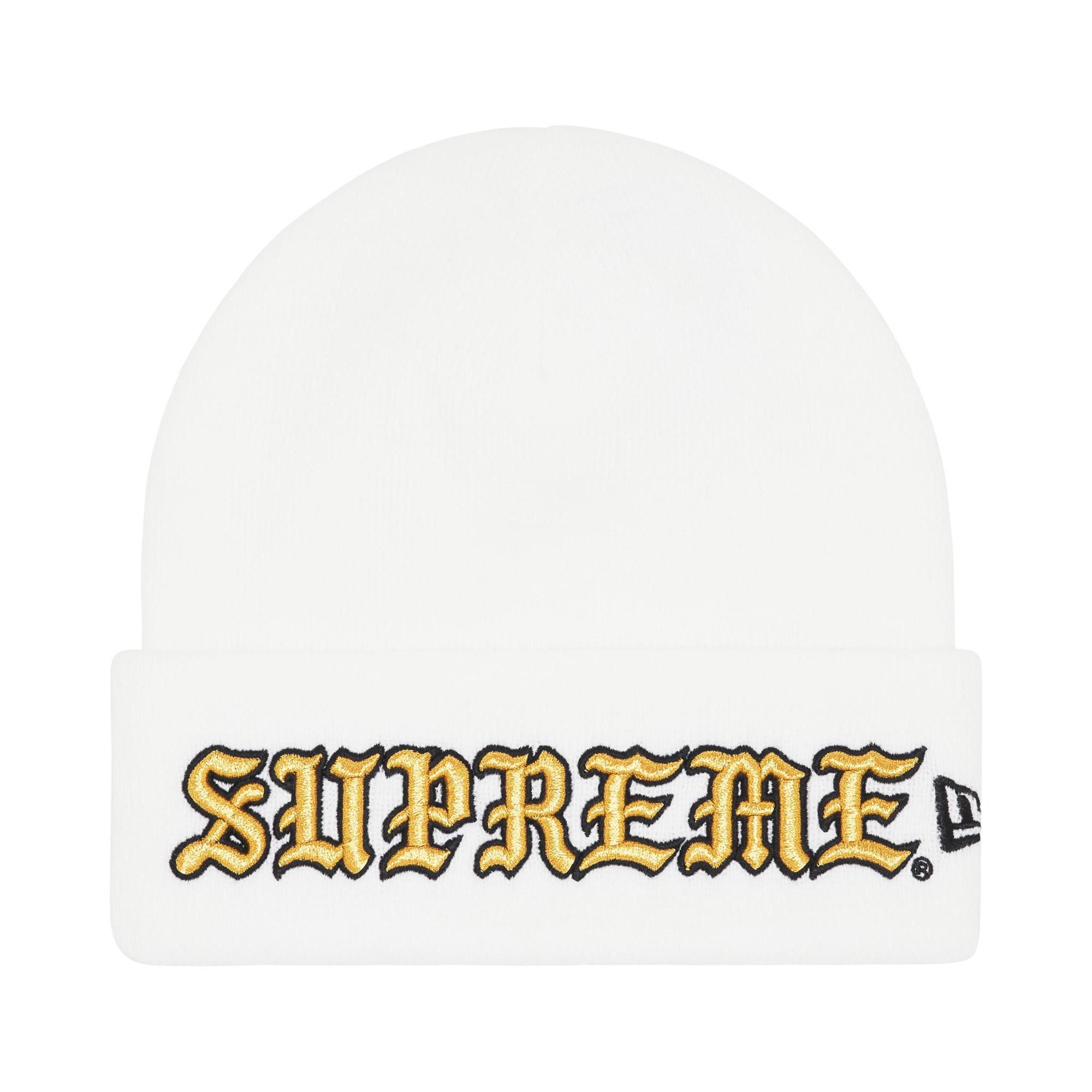Buy Supreme New Era Old English Beanie 'White' - FW25BN65 WHITE | GOAT