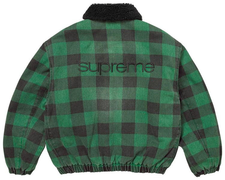 Supreme Faux Shearling Lined Bomber Jacket Plaid