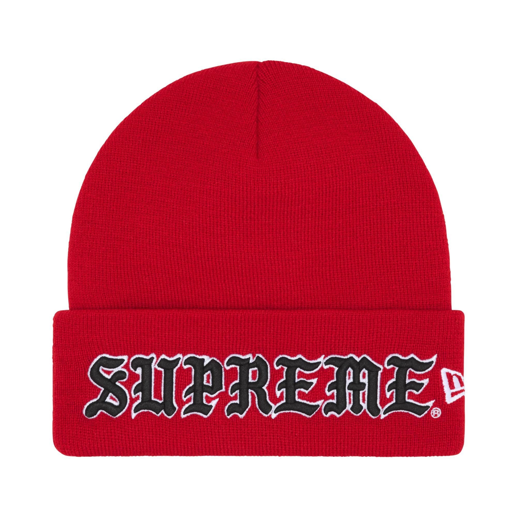 Buy Supreme New Era Old English Beanie 'Red' - FW25BN65 RED | GOAT