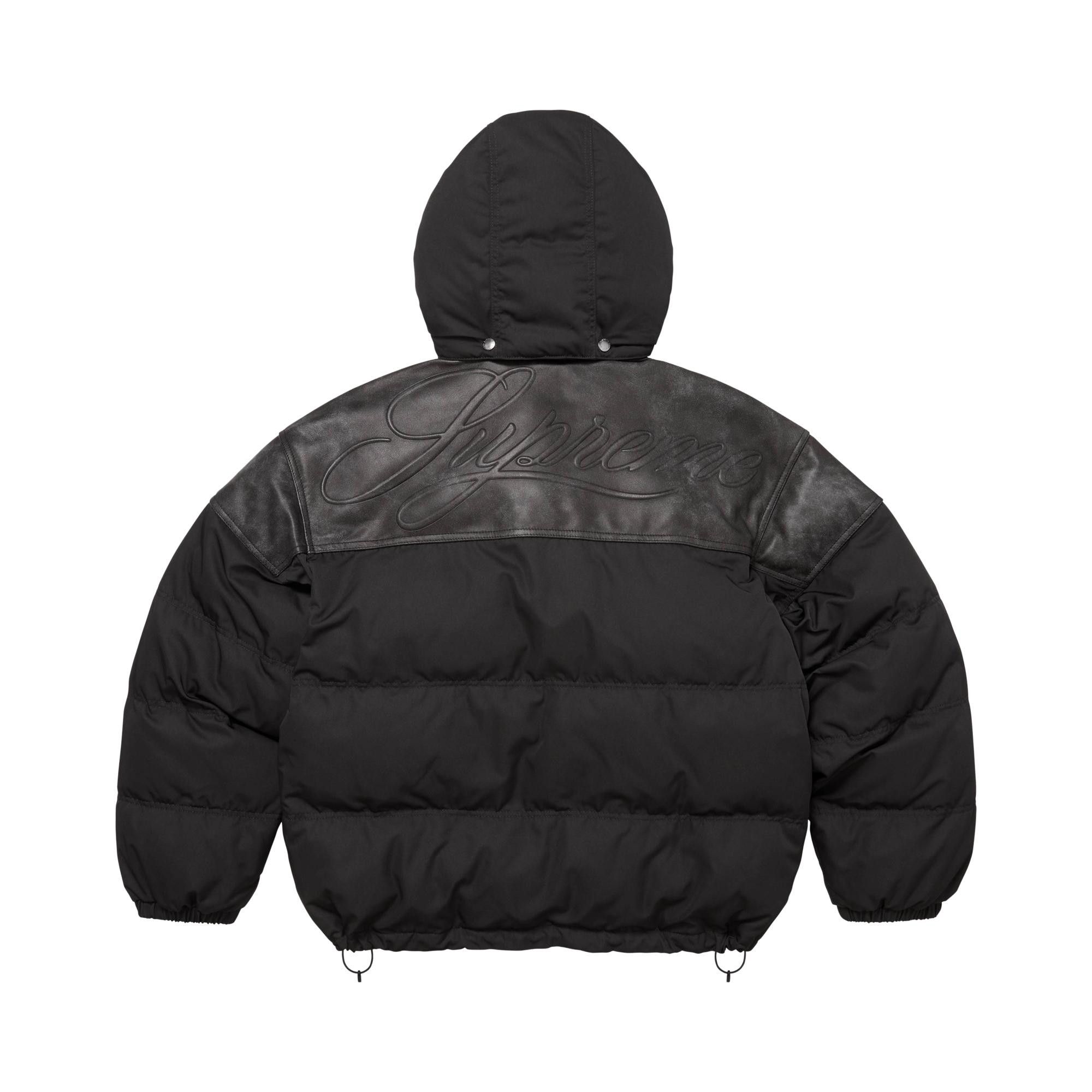 Buy Supreme Leather Yoke Puffer Jacket 'Black' - FW25J16 BLACK | GOAT
