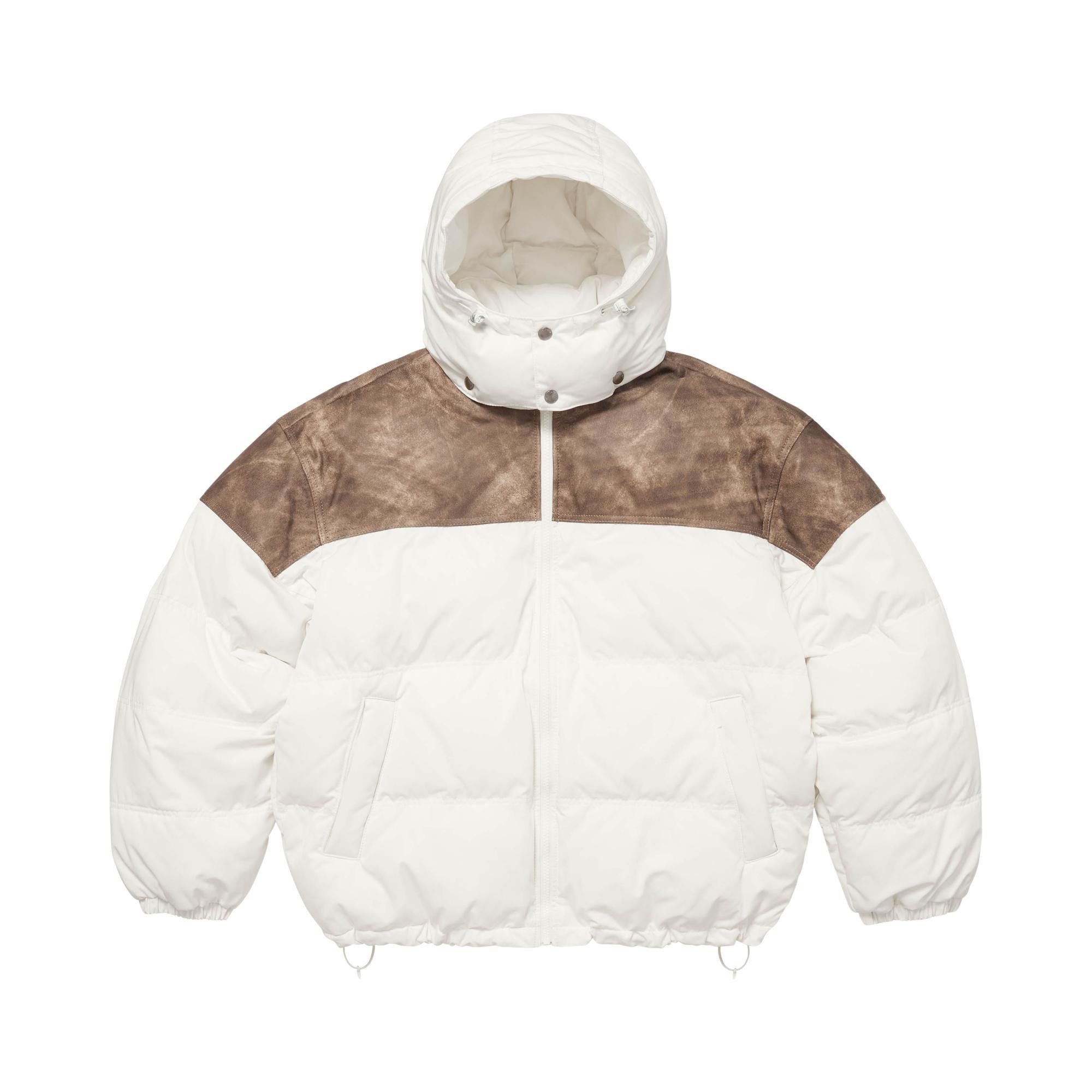 Buy Supreme Leather Yoke Puffer Jacket 'White' - FW25J16 WHITE | GOAT