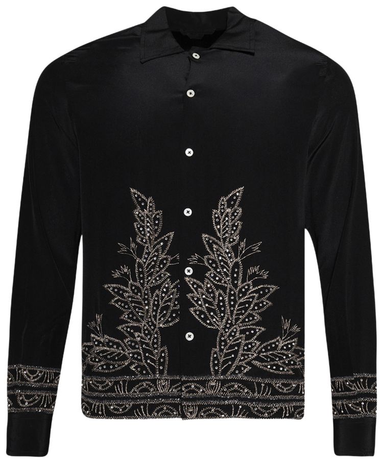Bode Beaded Epoque Long Sleeve Shirt Black