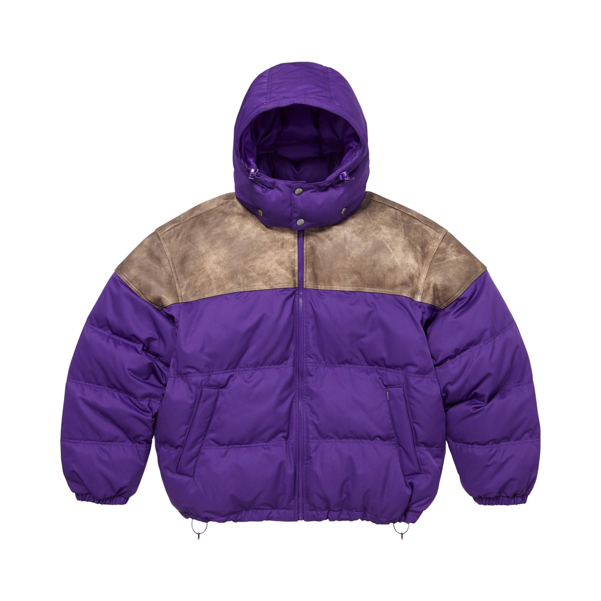 Buy Supreme Leather Yoke Puffer Jacket 'Purple' - FW25J16 PURPLE