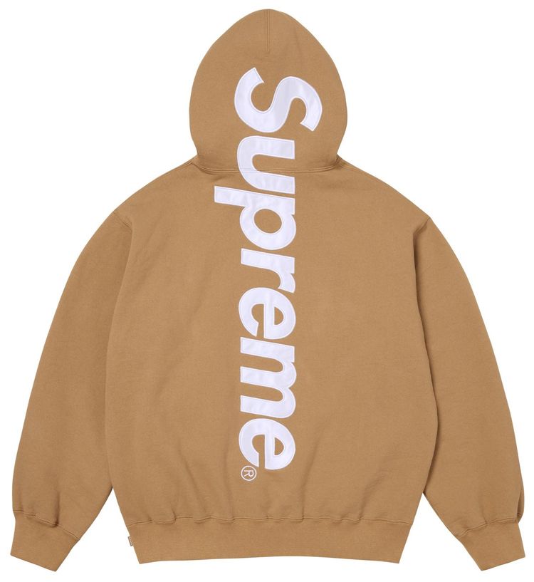 Supreme Satin Applique Hooded Sweatshirt Light Tan