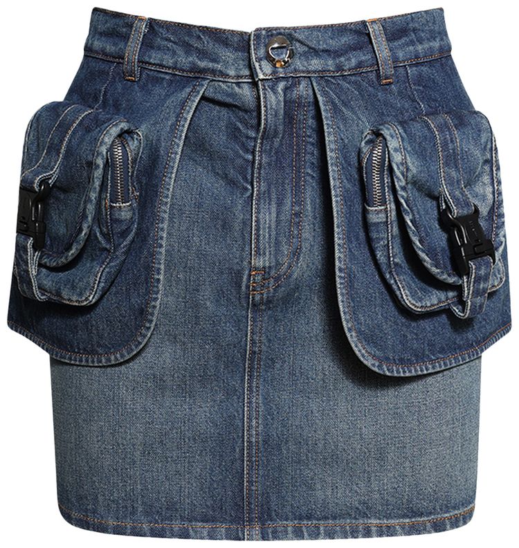 Coperni Pocket Basque Denim Mini Skirt Vintage Blue
