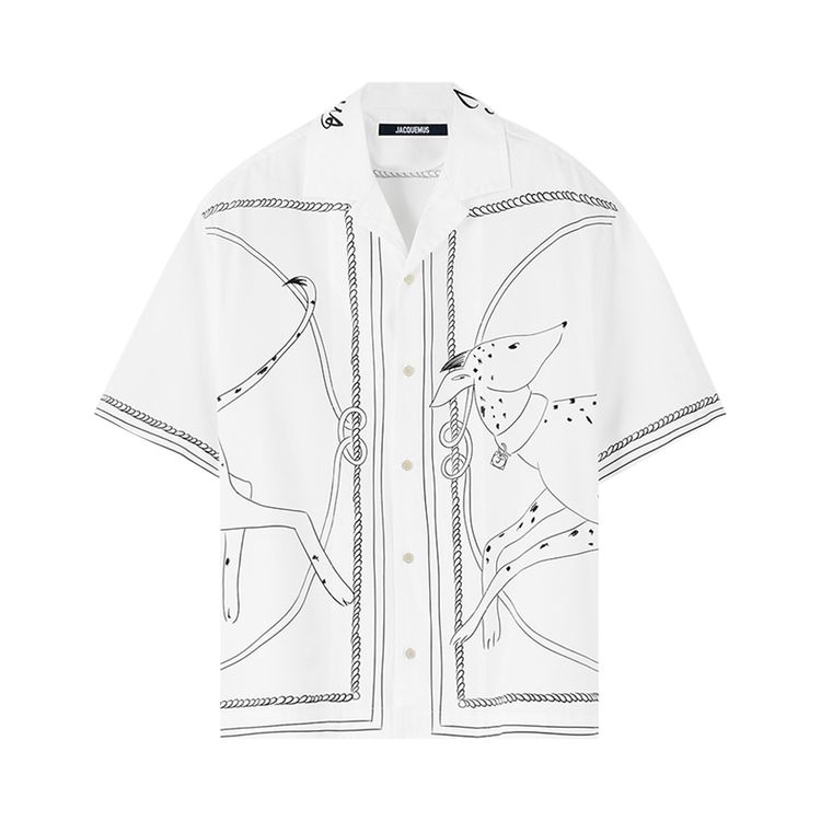 Jacquemus La Chemise Jean Print Dog WhiteBlack