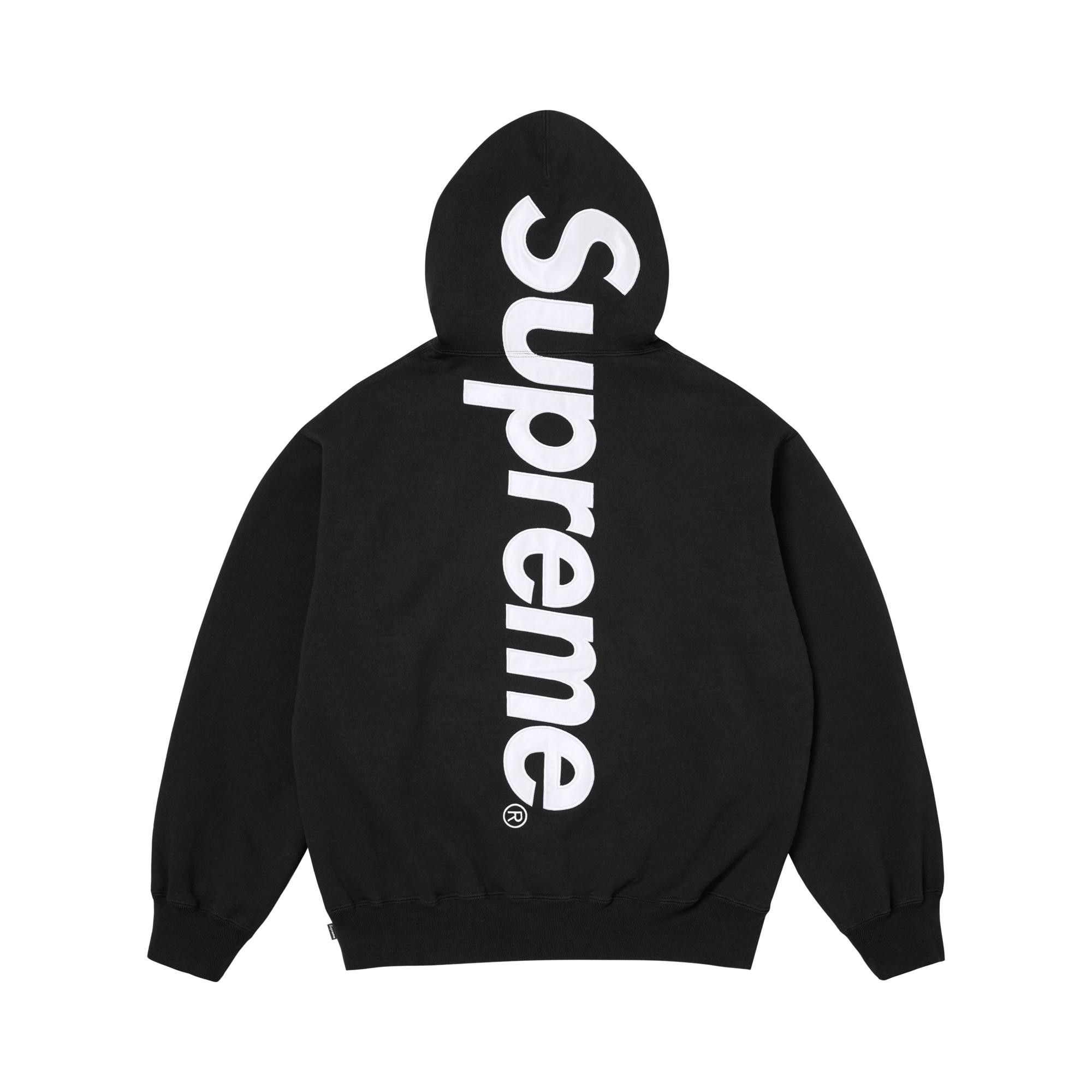 Buy Supreme Satin Appliqué Hooded Sweatshirt 'Black' - FW25SW77