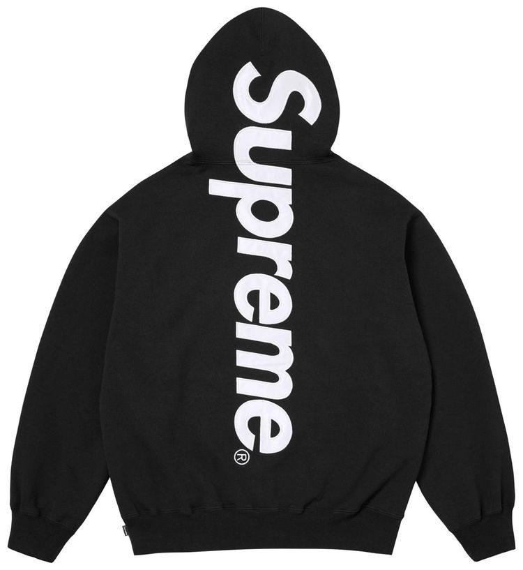 Supreme Satin Applique Hooded Sweatshirt Black