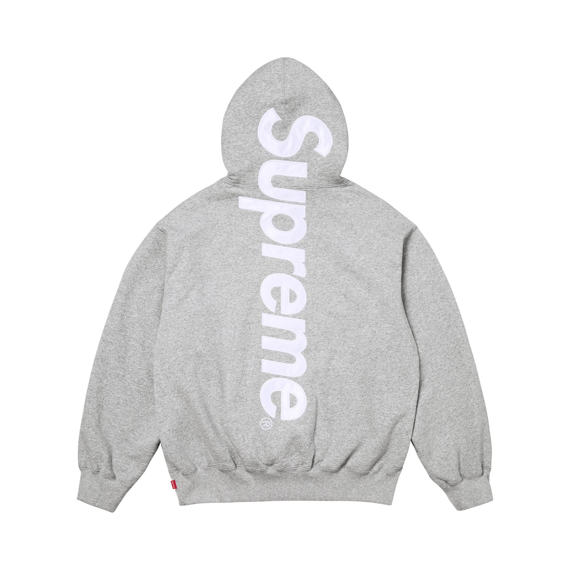 Buy Supreme Satin Appliqué Hooded Sweatshirt 'Heather Grey