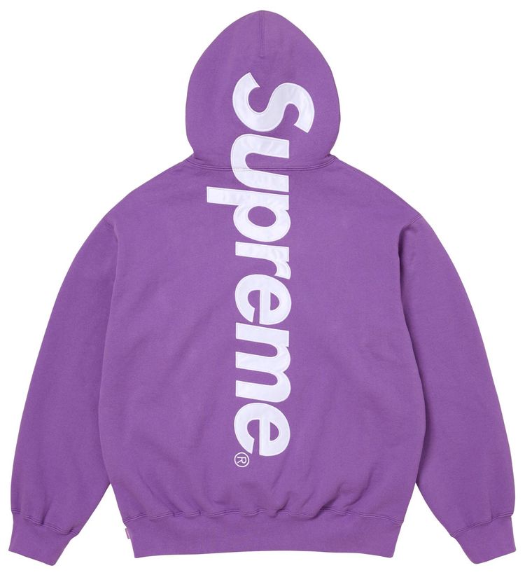 Supreme Satin Applique Hooded Sweatshirt Violet