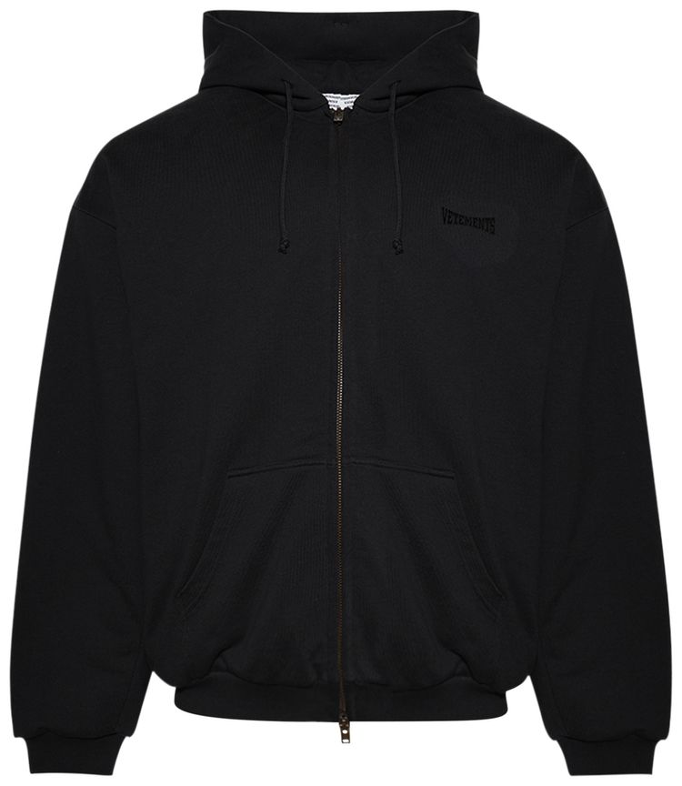 Vetements Puffed Oversized Zip Up Hoodie Washed Black