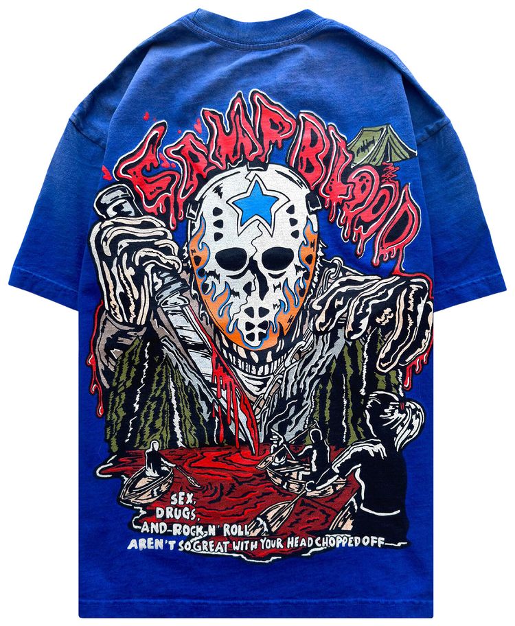 Warren Lotas Camp Blood T Shirt Faded Cobalt
