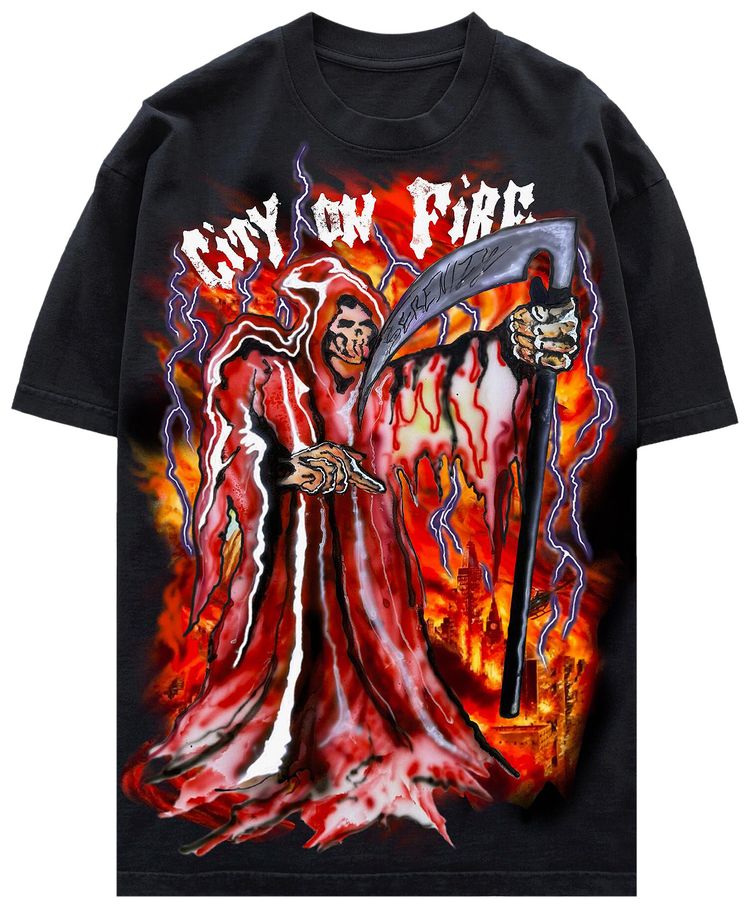 Warren Lotas City on Fire T Shirt Black