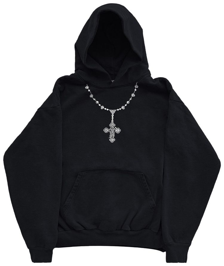 Warren Lotas Embroidered Cross Hoodie Black