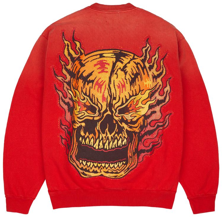 Warren Lotas Flaming Skull Crewneck Ferrari Red
