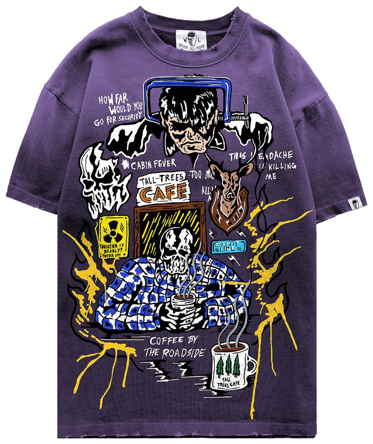 Warren Lotas Roadside Coffee T Shirt Faded Purple