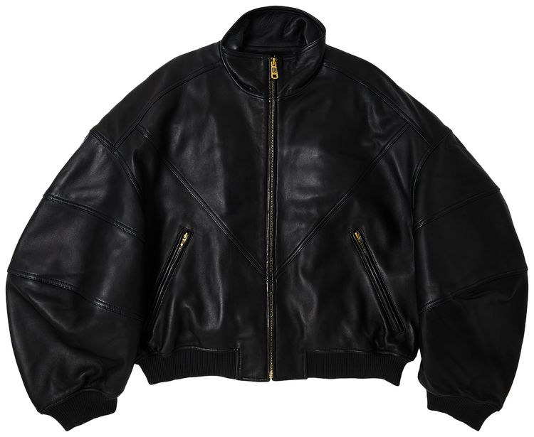 Willy Chavarria Ruff Rider Leather Jacket Black