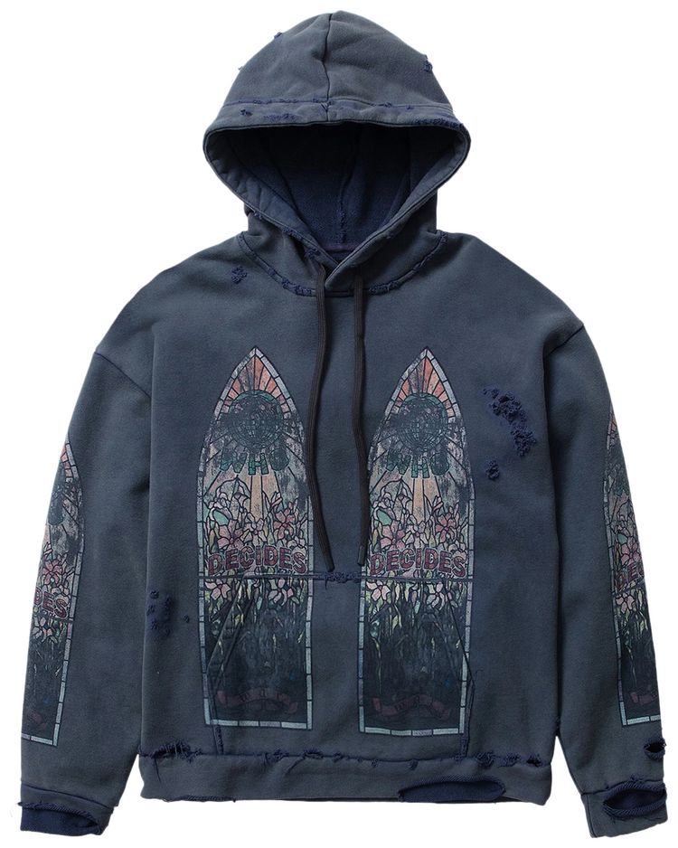 Who Decides War Faded Hooded Pullover Indigo