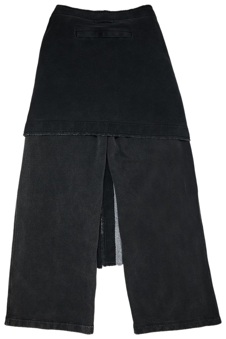 Jean Paul Gaultier Laurier Stamp Printed Logo Washed French Terry Jogging With Detachable Scarf Black