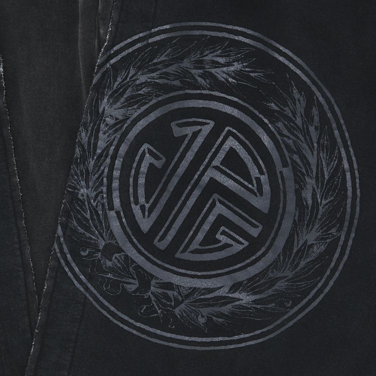 Jean Paul Gaultier Laurier Stamp Printed Logo Washed French Terry Jogging With Detachable Scarf Black