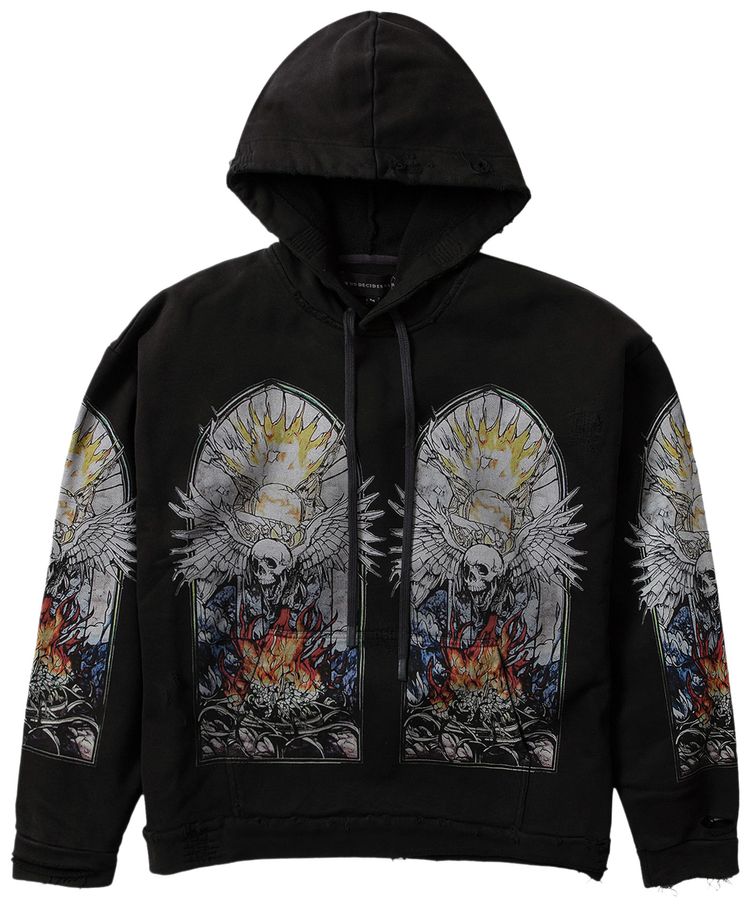 Who Decides War Skull Hooded Pullover Coal Multicolor