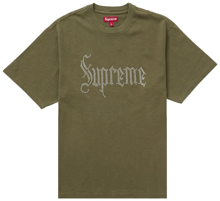 Supreme Rhinestone Short Sleeve Top Olive