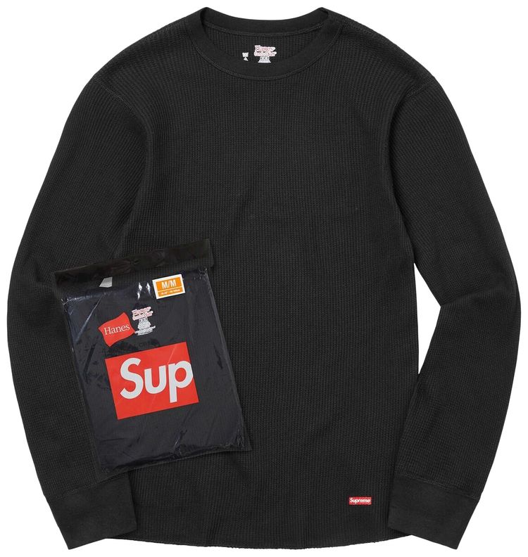 Supreme x Hanes Thermal Crew 1 Pack Black
