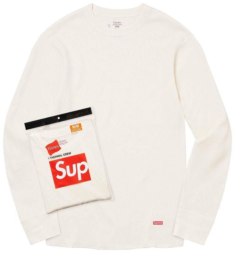 Supreme x Hanes Thermal Crew 1 Pack Natural