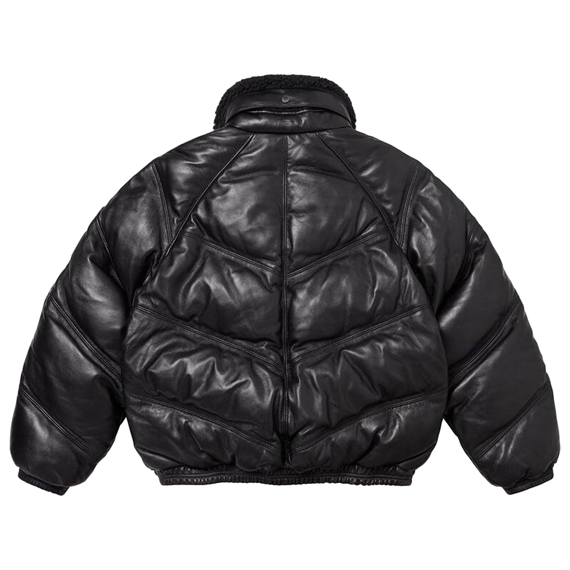 Buy Supreme x Schott Chevron Leather Down Puffer Jacket 'Black