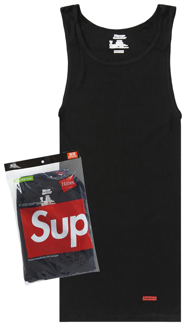 Supreme x Hanes Tagless Tank Tops 3 Pack Black