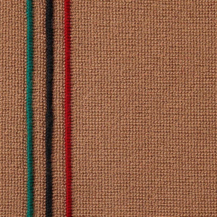 Supreme Stripe Zip Up Polo Sweater Tan