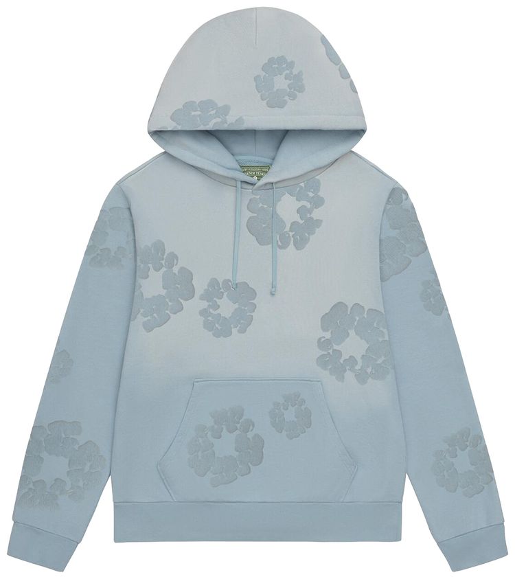 Denim Tears Faded Mono Cotton Wreath Hoodie Light Blue