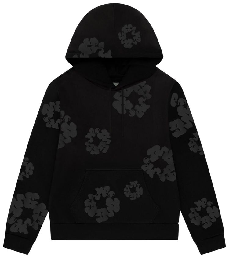 Denim Tears Faded Mono Cotton Wreath Hoodie Black