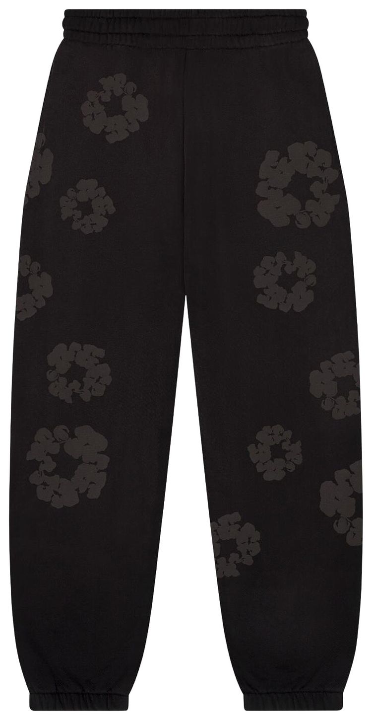 Denim Tears Faded Mono Cotton Wreath Sweatpants Black
