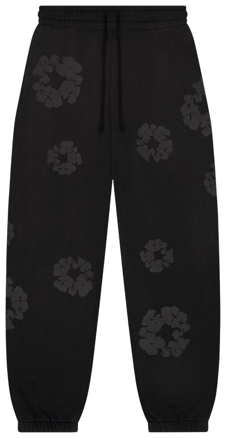 Denim Tears Faded Mono Cotton Wreath Sweatpants Black