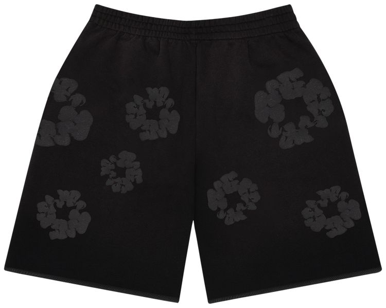Denim Tears Faded Mono Cotton Wreath Sweatshorts Black