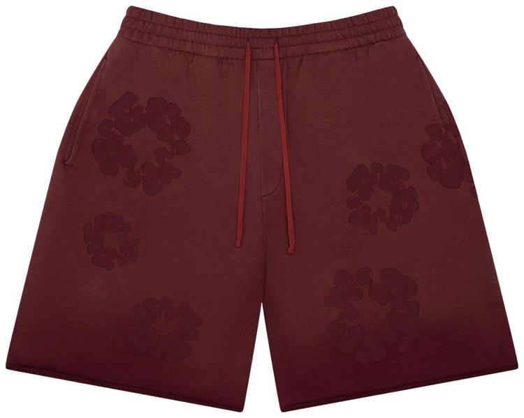 Denim Tears Faded Mono Cotton Wreath Sweatshorts Beet Root