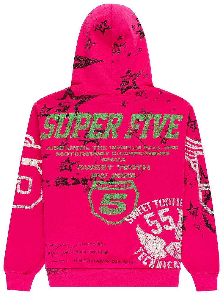 Sp5der Stencil Hoodie Pink