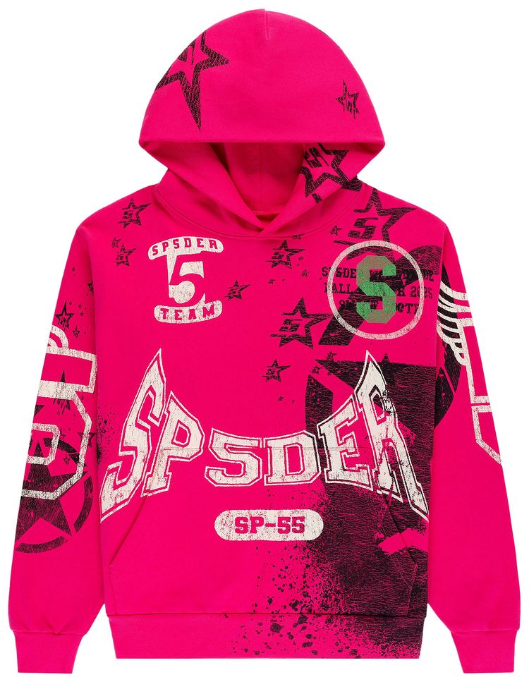 Sp5der Stencil Hoodie Pink