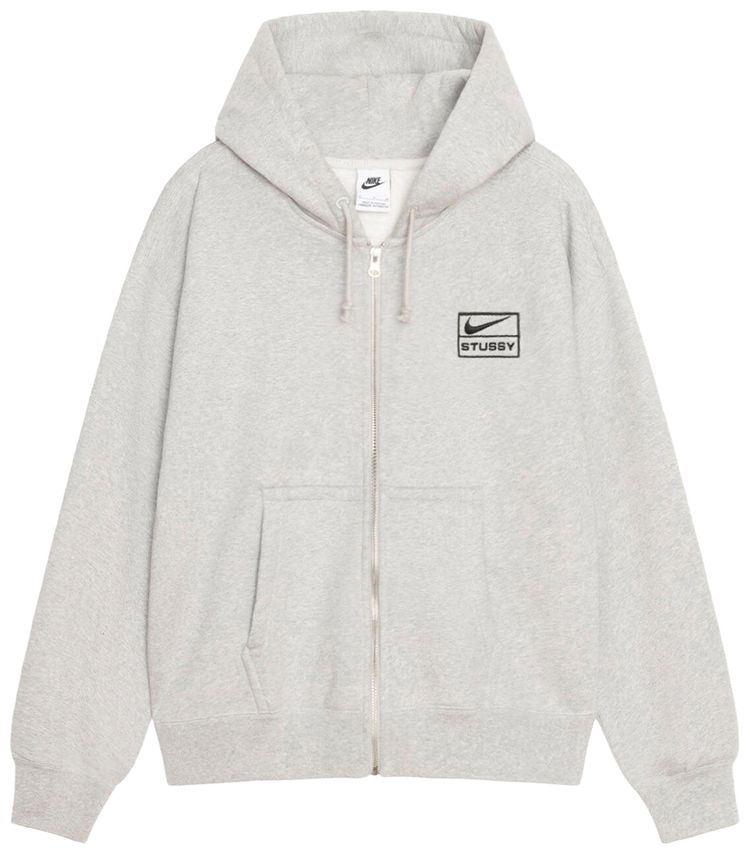 Stussy x Nike Fleece Zip Hoodie Grey Heather