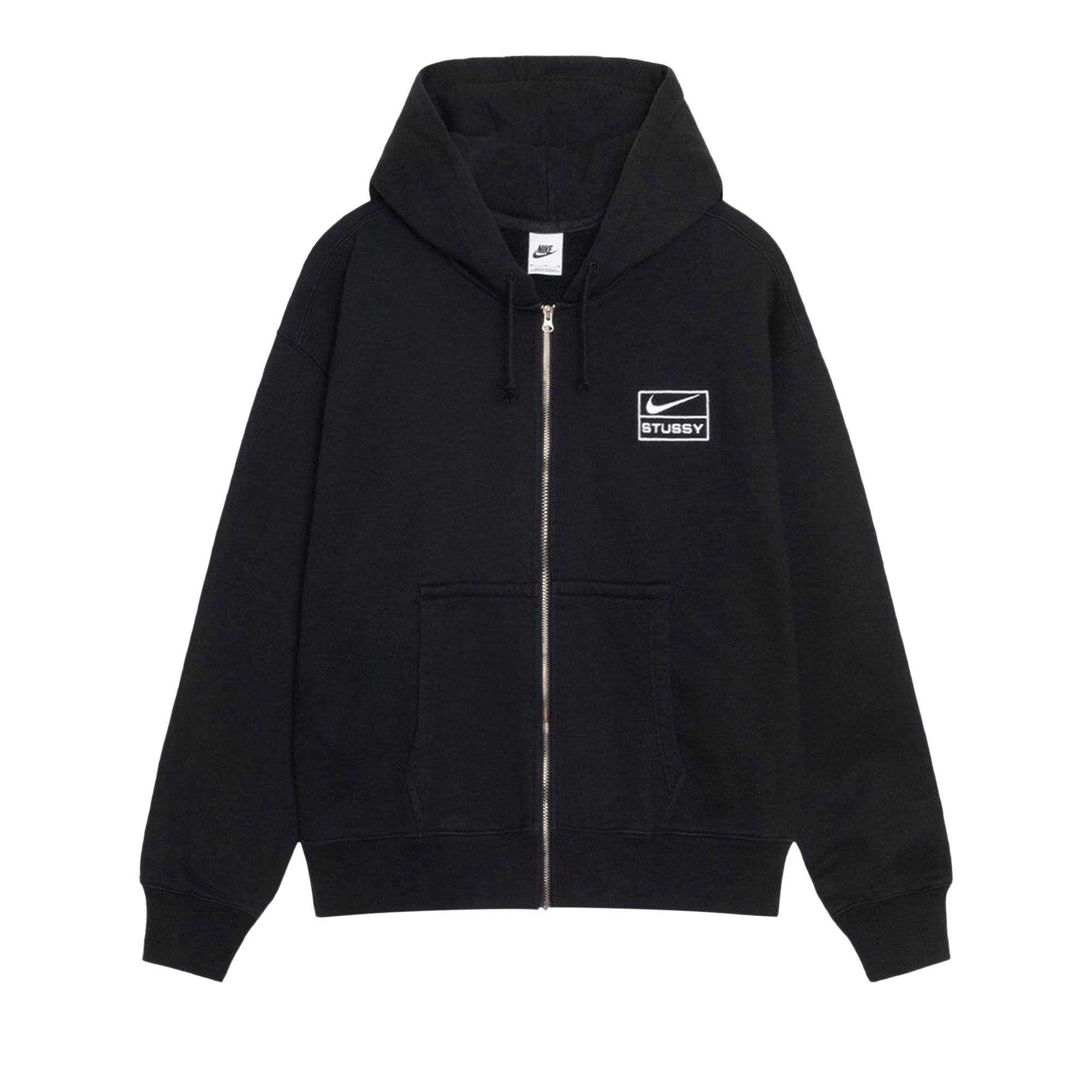 Buy Stussy x Nike Stone Washed Fleece Zip Hoodie 'Black