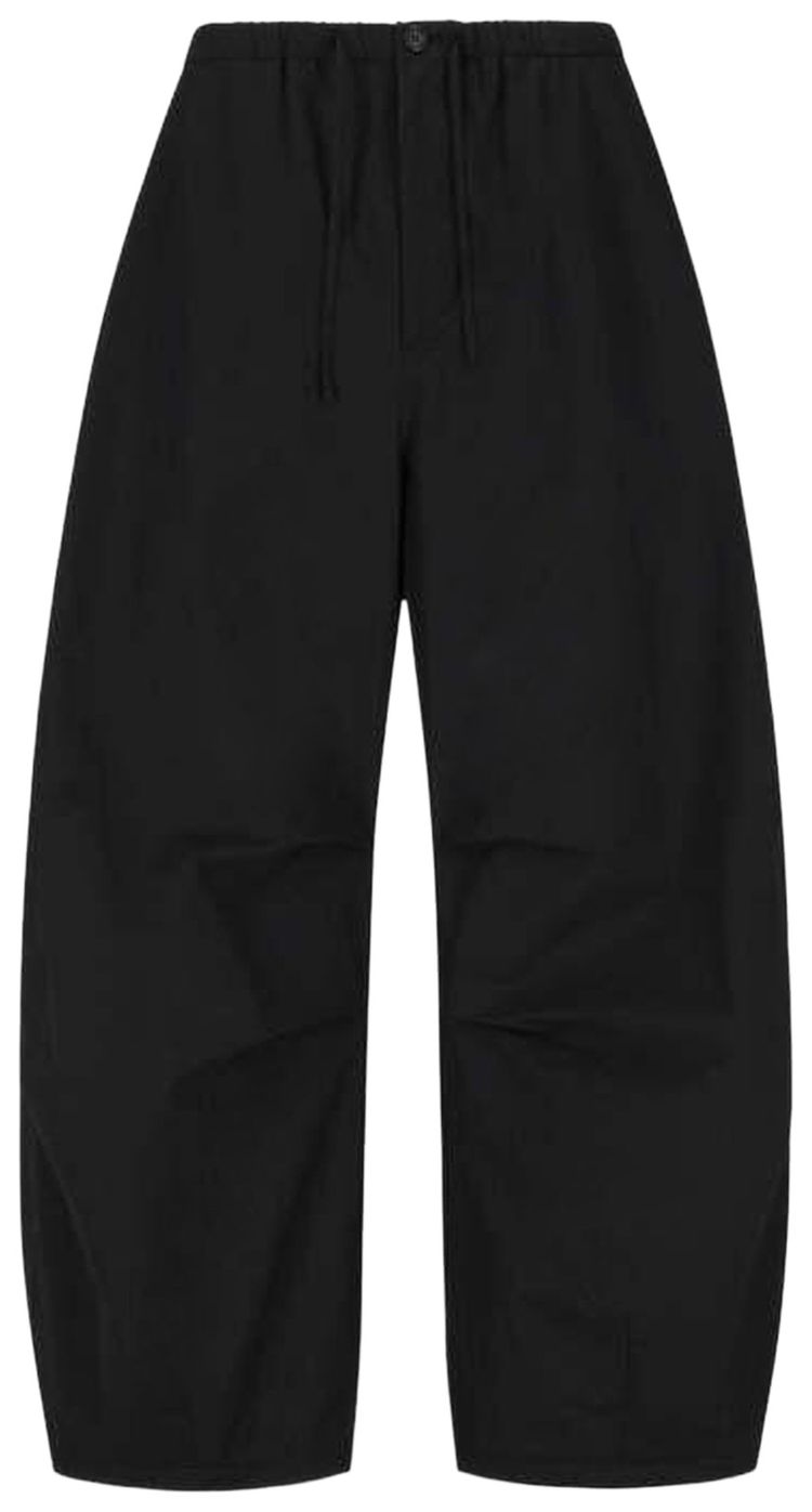 Amomento Drawstring Wide Fatigue Pants Black