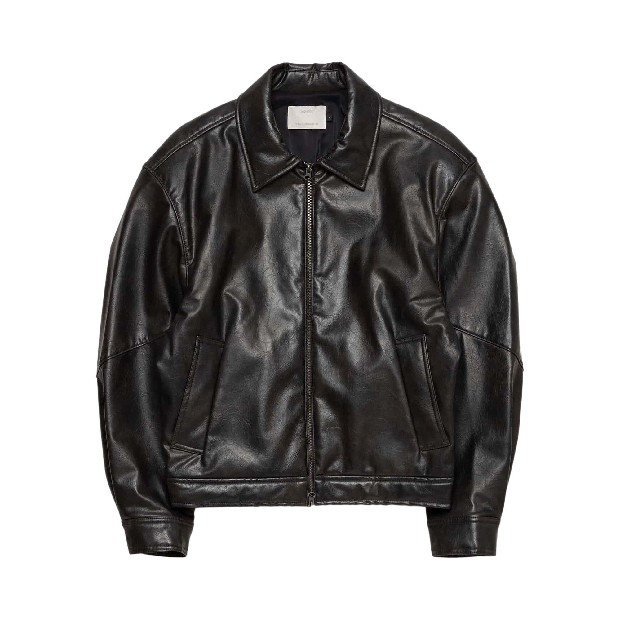 Buy Amomento Vegan Leather Blouson 'Black' - AM25FWM07JP BLAC | GOAT