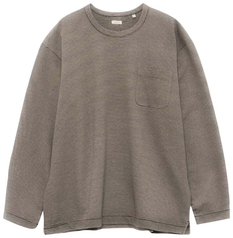 nanamica Micro Stripe Pocket Long Sleeve Tee Black Gray