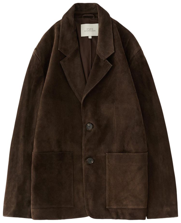 Studio Nicholson Men Espresso Tiko Suede Blazer Jacket Brown