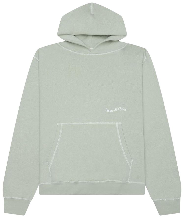 Museum of Peace  Quiet Wordmark Reverse Stitched Hoodie Sage
