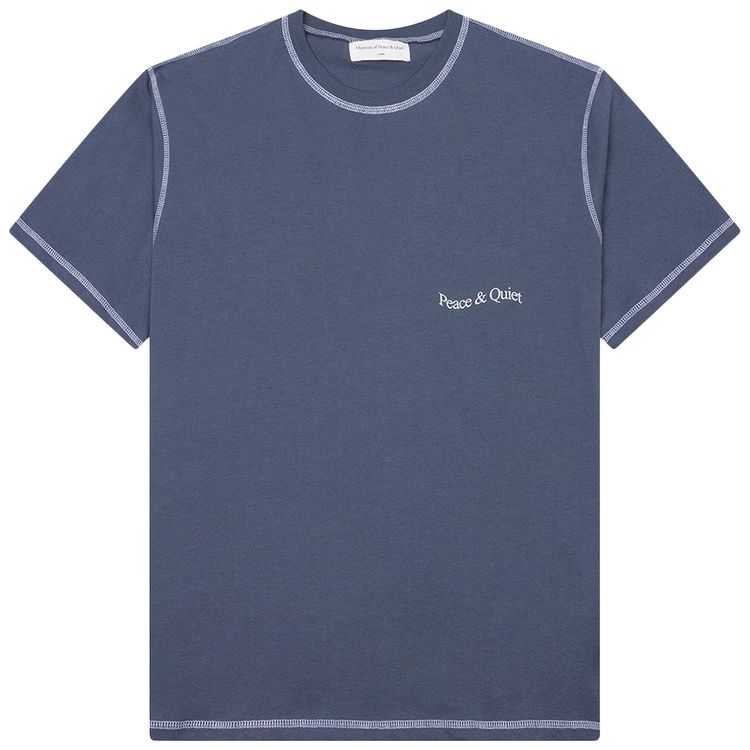 Museum of Peace  Quiet Wordmark Reverse Stitched T Shirt Slate