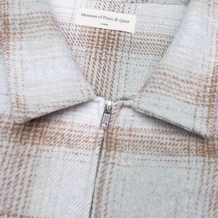 Museum of Peace  Quiet Wordmark Zip Shirt Sage