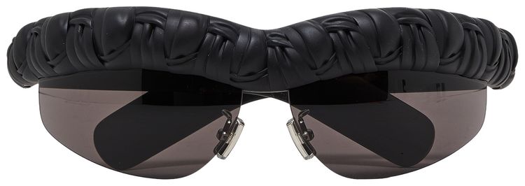 Bottega Veneta Pleat Wraparound Sunglasses BlackGrey