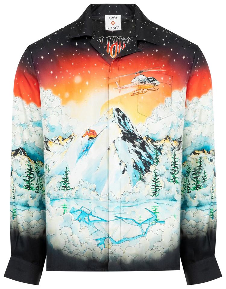 Casablanca Cuban Collar Long Sleeve Shirt Ski Lake